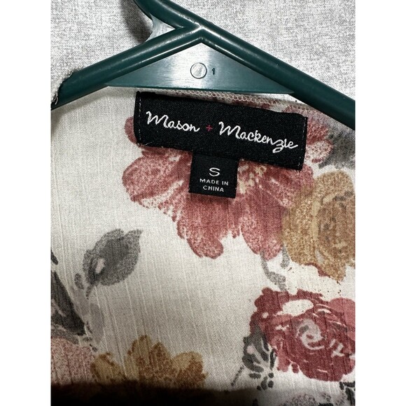 MASON + MACKENZIE Floral Sheer Open Blouse Coverup Womens SZ S Embroidered Trim - Picture 4 of 7